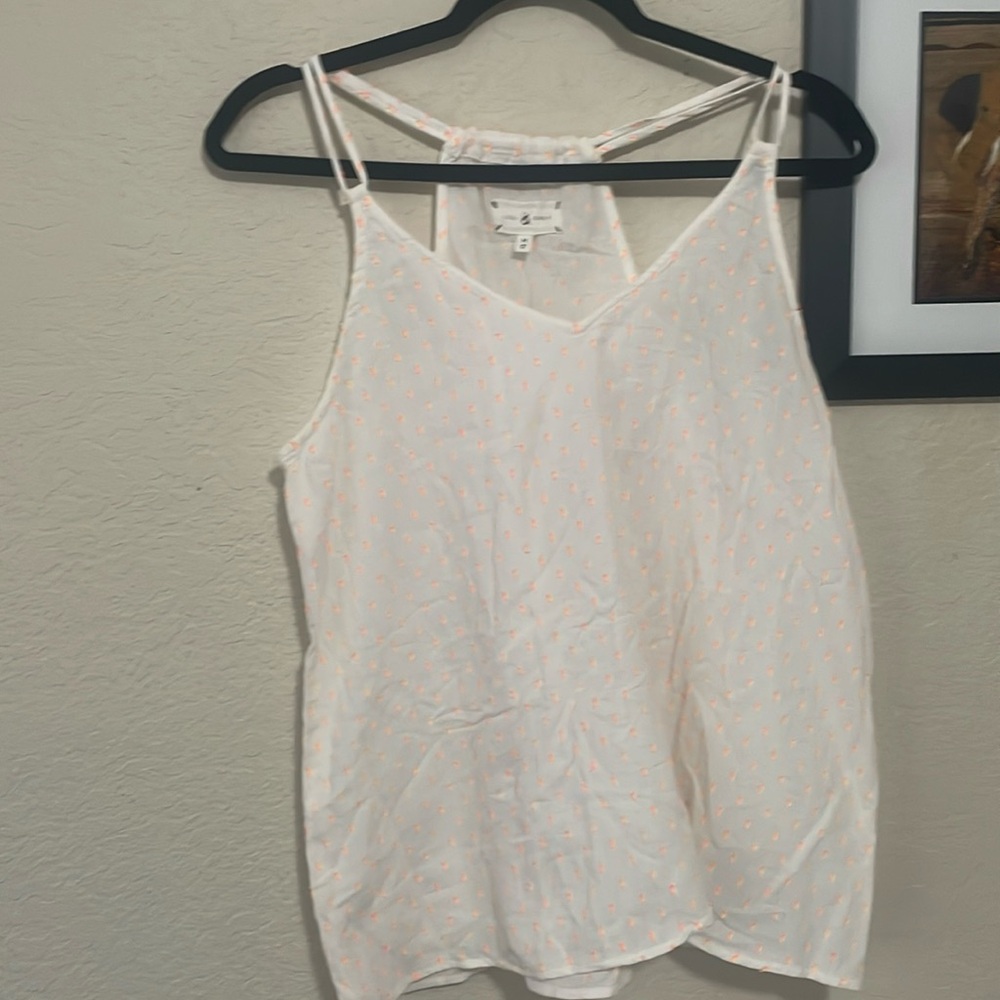White cami with yellow and pink